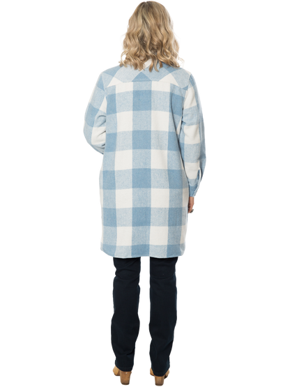 Wool Blend Check Shacket Jacket – Blue | Equinox Clothing