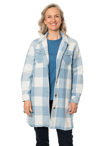 Wool Blend Check Shacket Jacket – Blue | Equinox Clothing