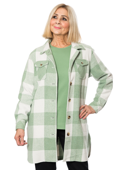 Wool Blend Check Shacket Jacket – #9068 Green