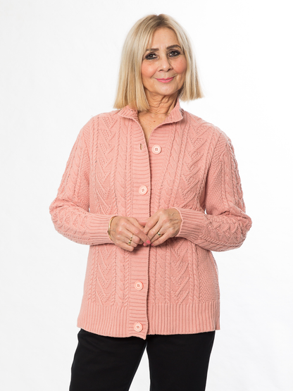 Cable knit cardigan #5007 Pink
