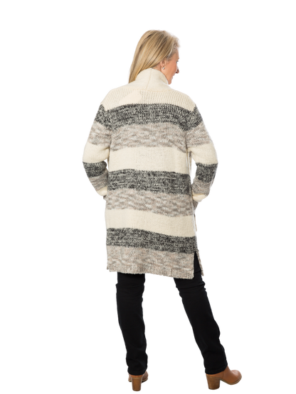 Long line Stripe cardigan #5394 Natural