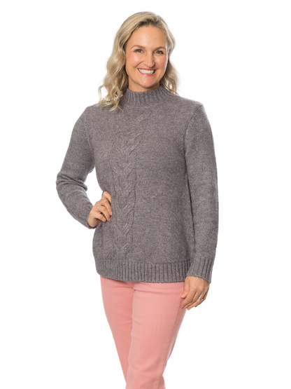 Mock Turtle neck Cable Sweater #5622 Charcoal