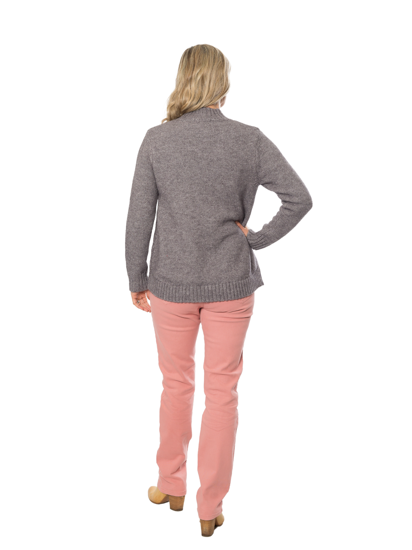 Mock Turtle neck Cable Sweater #5622 Charcoal