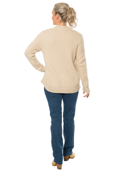 Mock Turtle Neck Cable Sweater #5622 Natural