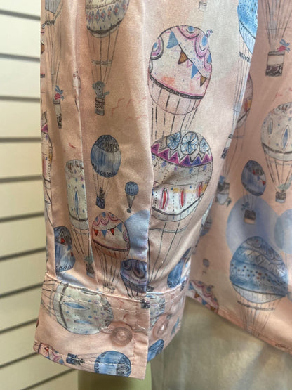 Pure 100% Cotton Long Sleeve Hot Air Balloon Print Shirt #3275 Pink