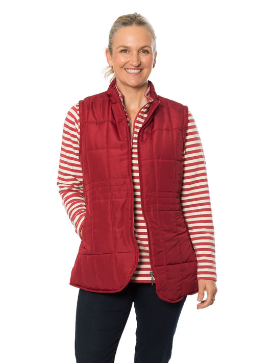 Quilted vest with detail stitching at waist #2412 Chilli