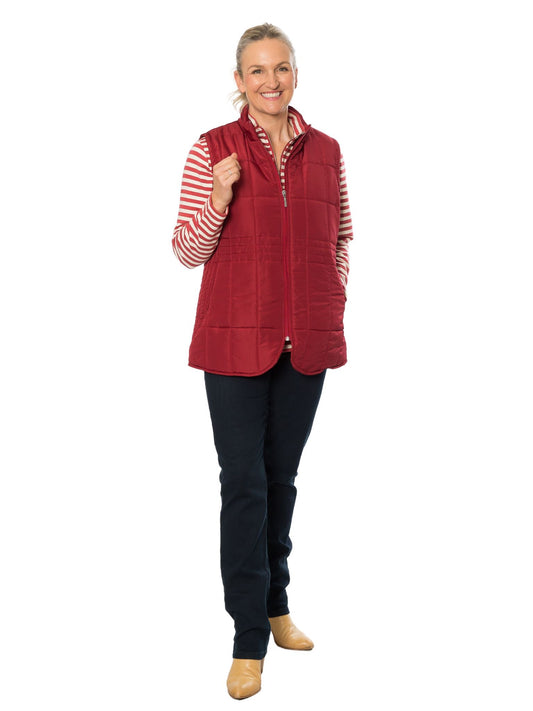 Quilted vest with detail stitching at waist #2412 Chilli