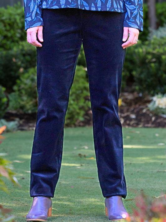 Two way stretch cord pull on pant with patch pockets #6007 Navy