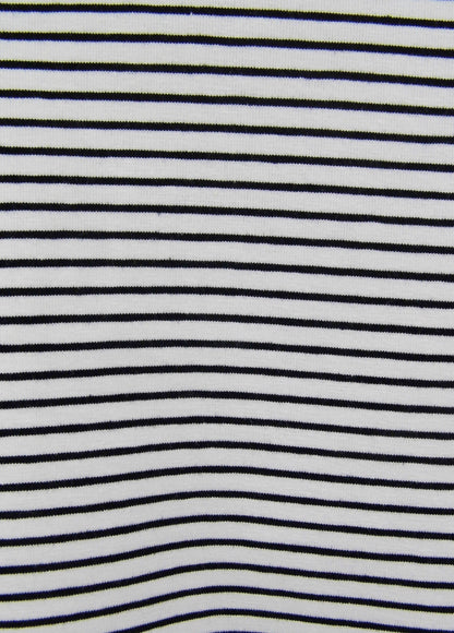 Short sleeve stretch cotton tee with rounded V-neck #143 White/Black