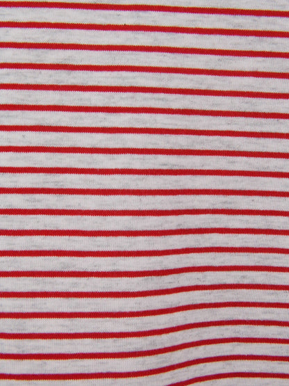 Short sleeve stretch cotton tee with rounded V-neck #143 White/Red
