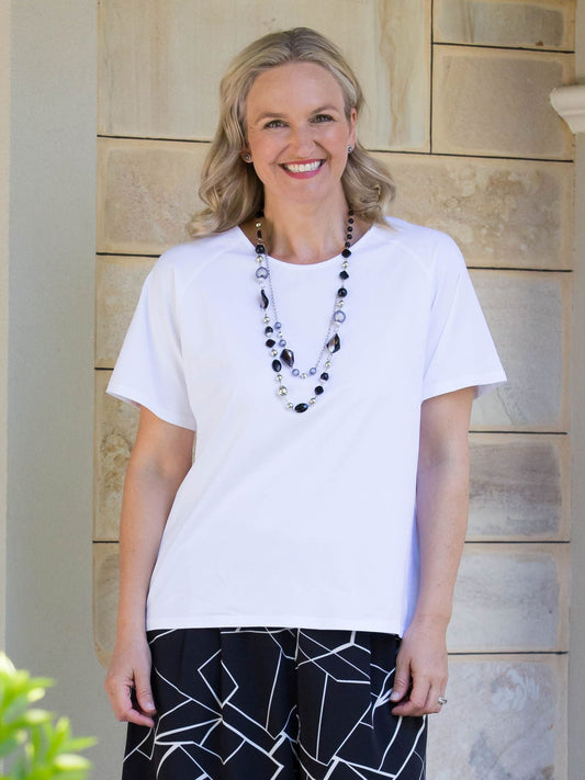 Stretch Raglan Sleeve round neck T-Shirt #149 - White