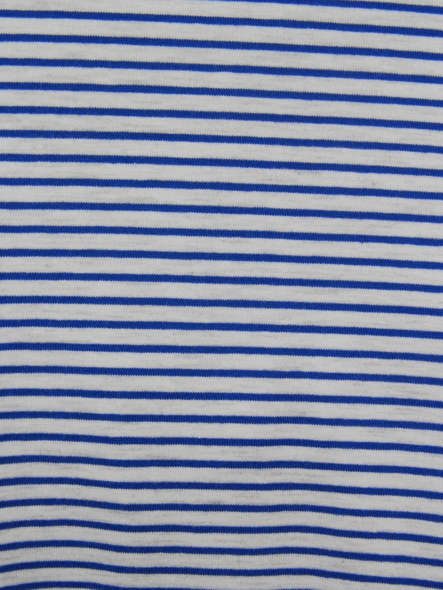 Stripe Short sleeve stretch cotton tee with rounded V-neck #143 White/Blue
