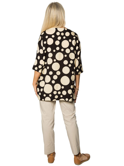 Half Sleeve Spot print Hi-Lo Tunic #453 - Black/Sand