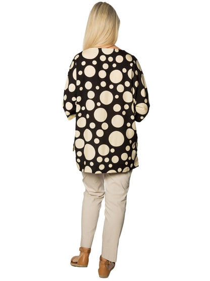 Half Sleeve Spot print Hi-Lo Tunic #453 - Black/Sand