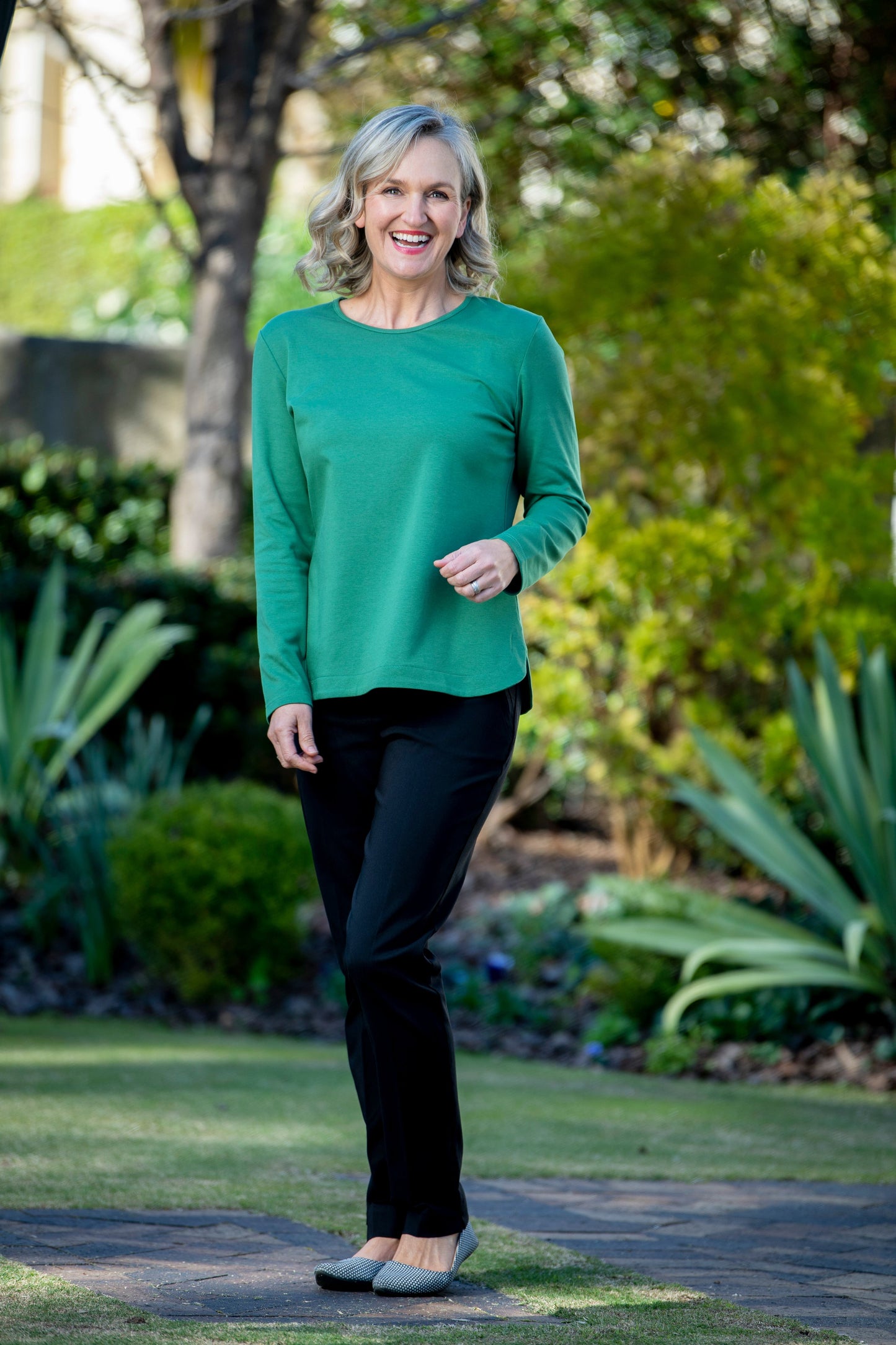 Pure Cotton Long Sleeve Crew Neck Top #108 Green