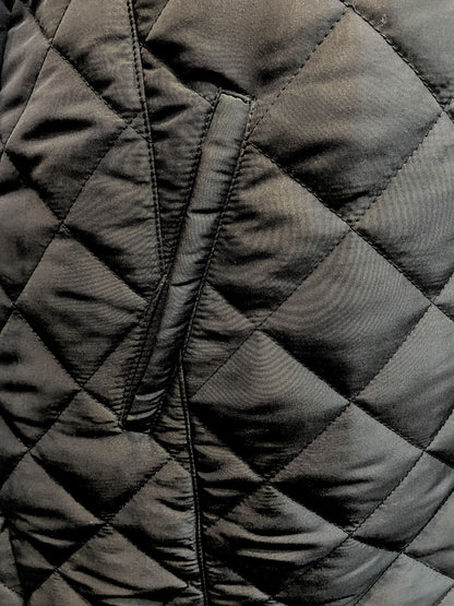 Thigh length quilted vest with removable hood #2400 Black