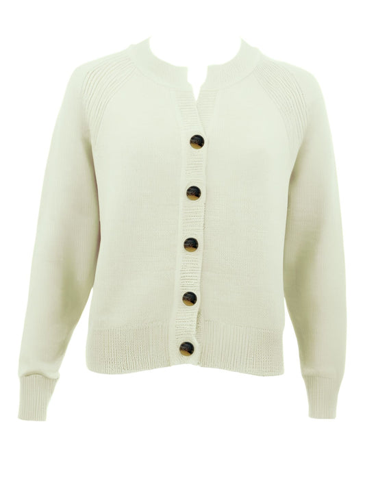 Soft Knit Cardigan Long sleeve 5 Button  #5009 Natural
