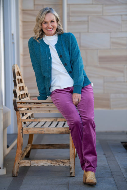Soft Knit Cardigan Long sleeve 5 Button  #5009 Natural