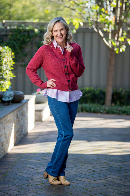 Soft Knit Cardigan Long sleeve 5 Button  #5009 Natural