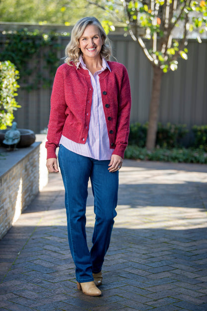 Soft Knit Cardigan Long sleeve 5 Button  #5009 Natural