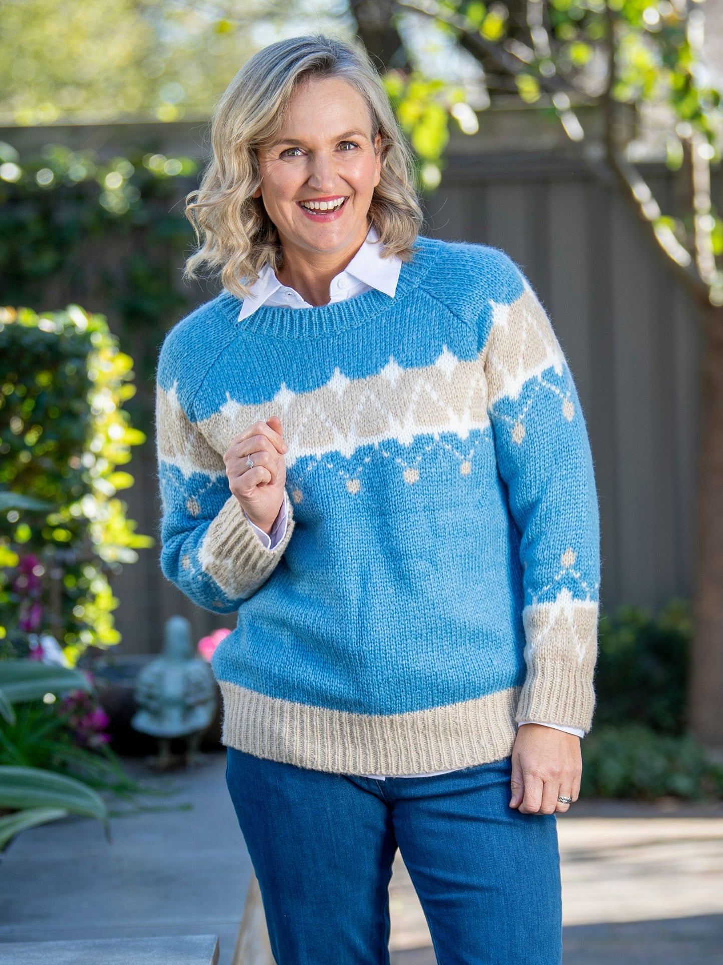Fairisle Crew Neck knit jumper #5461 - Blue