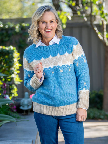 Fairisle Crew Neck knit jumper #5461 - Blue