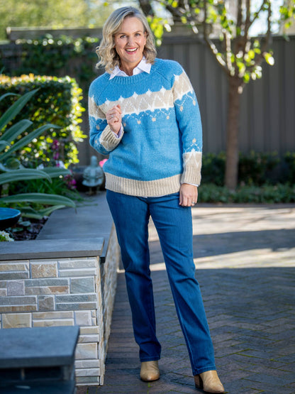 Fairisle Crew Neck knit jumper #5461 - Blue