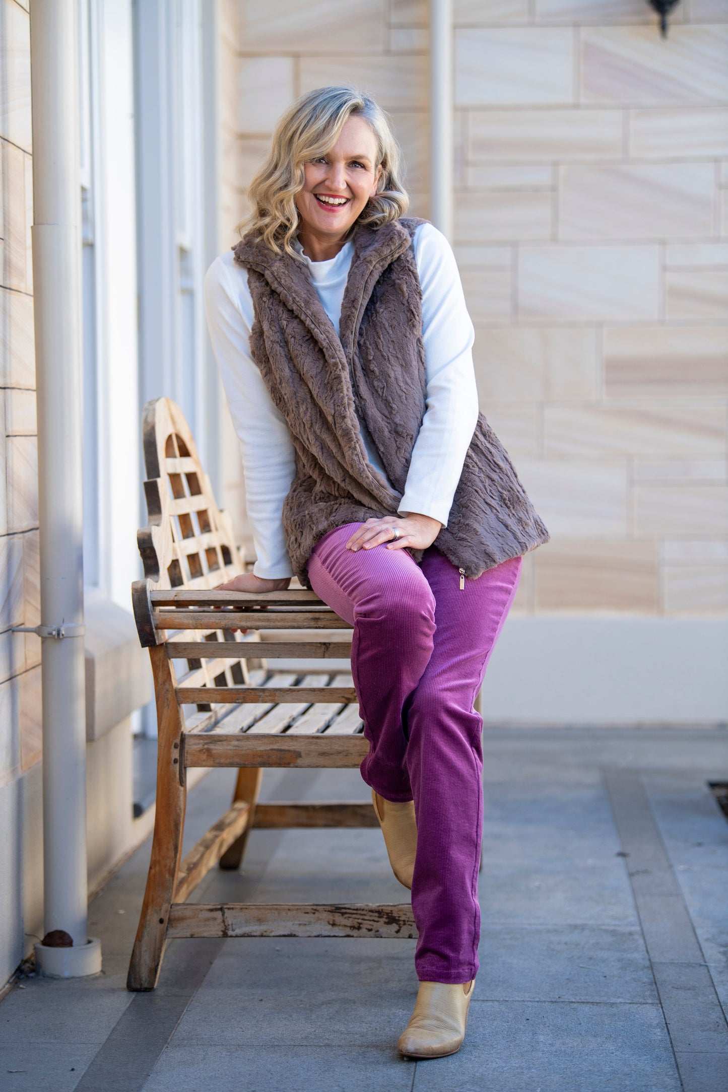 Two-Way Stretch Cord Pull-On Pant – Style 6007 | Pink