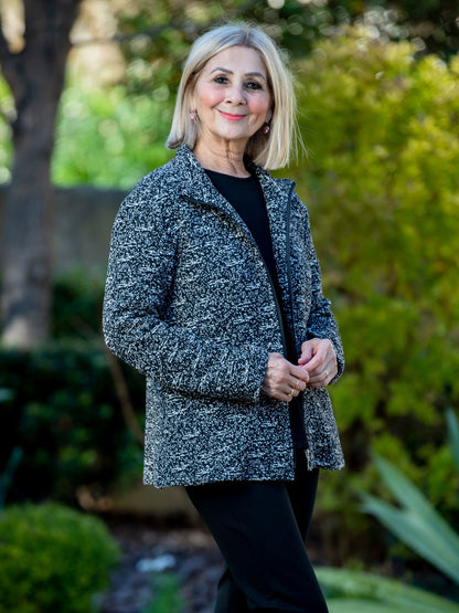 Diamond quilted Zip through Jacket side seam pockets #9395 Black