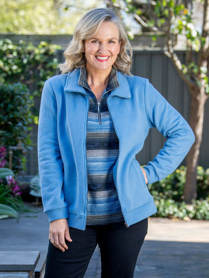 Brushed Jersey Polar fleece zip front jacket #8910 - Blue