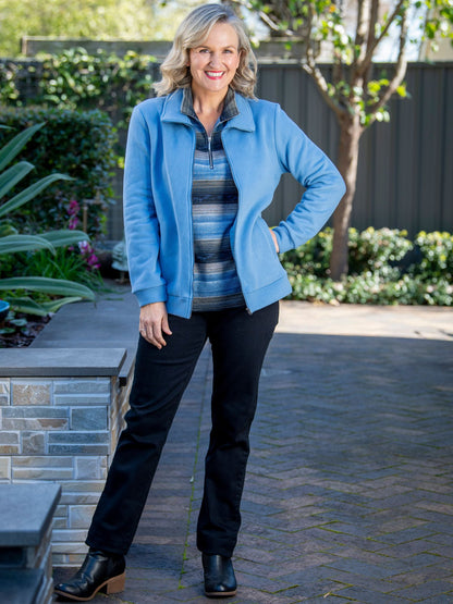 Brushed Jersey Polar fleece zip front jacket #8910 - Blue