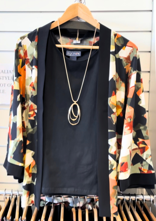 Abstract Print Edge to edge Soft Jersey Jacket #9033 Rust