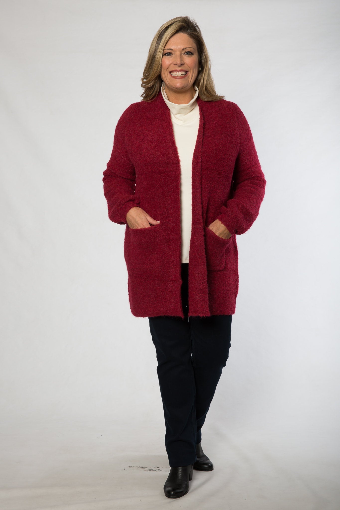 Long line soft feel Cardigan #5392 Ruby