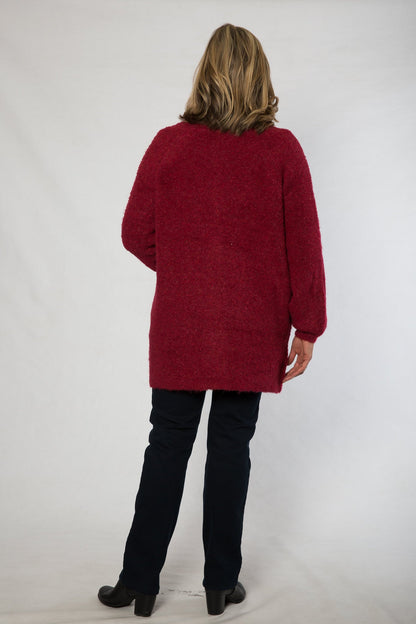 Long line soft feel Cardigan #5392 Ruby