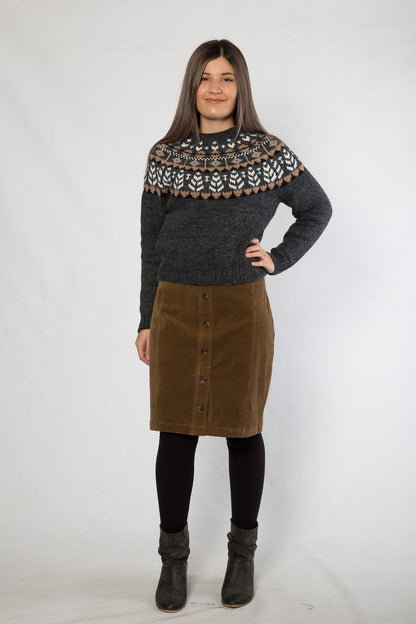 Pin wale stretch cord skirt #4513 Peanut
