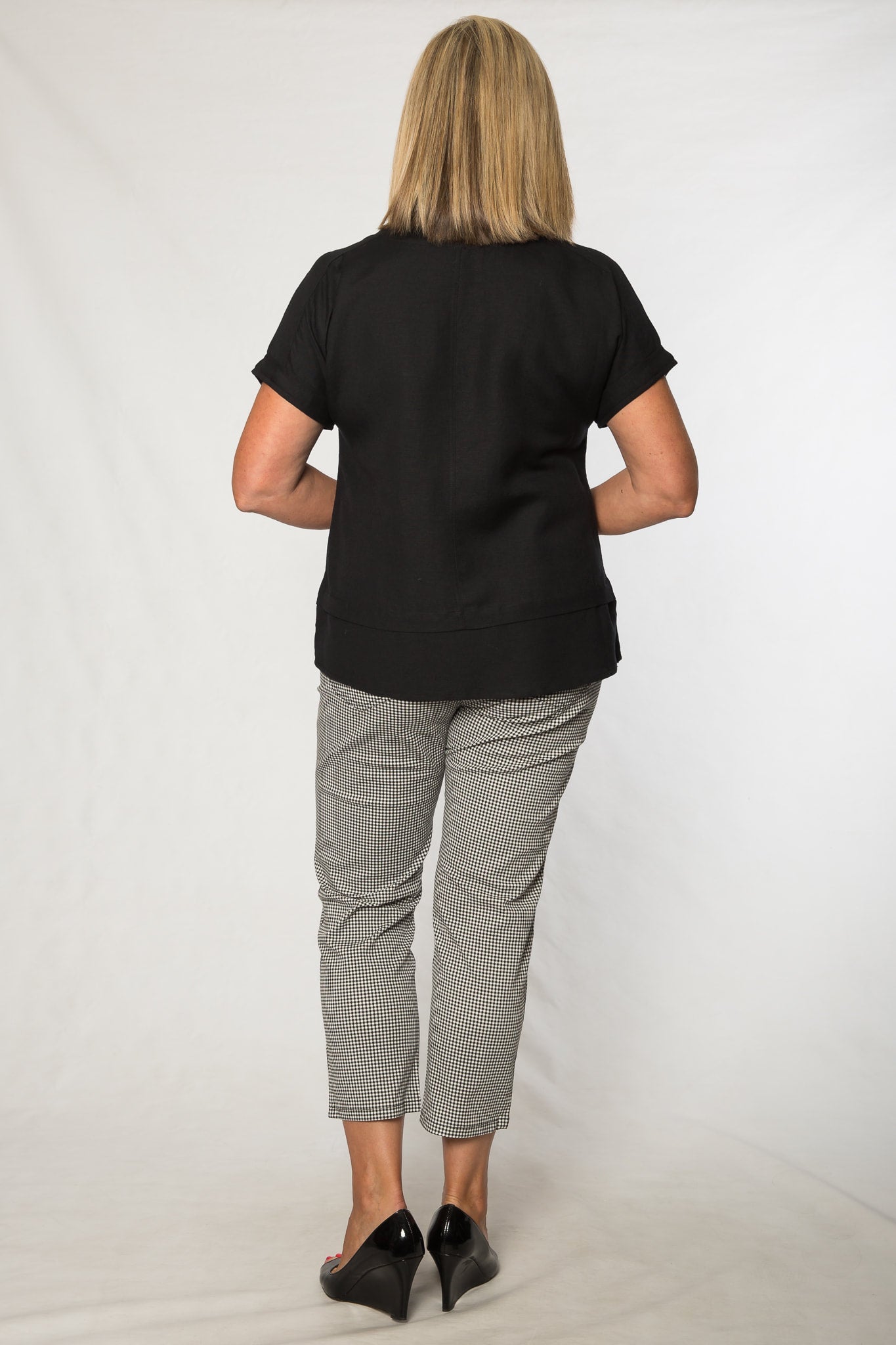 Short sleeve viscose top #425 Black