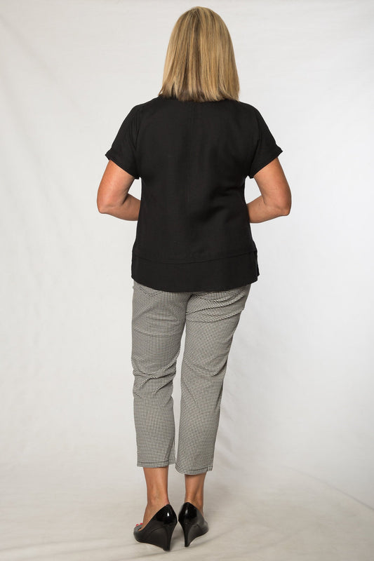 Short sleeve viscose top #425 Black