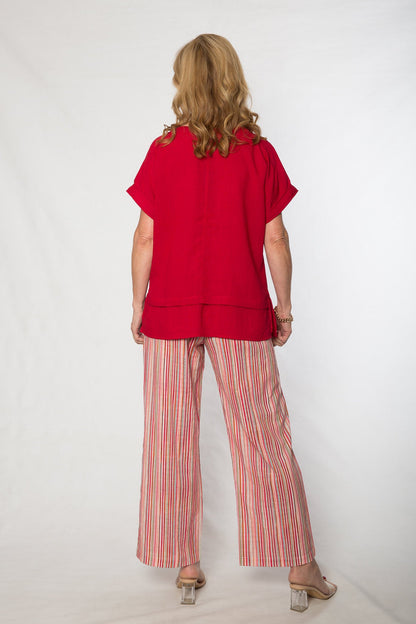 Short sleeve viscose top #425 Red