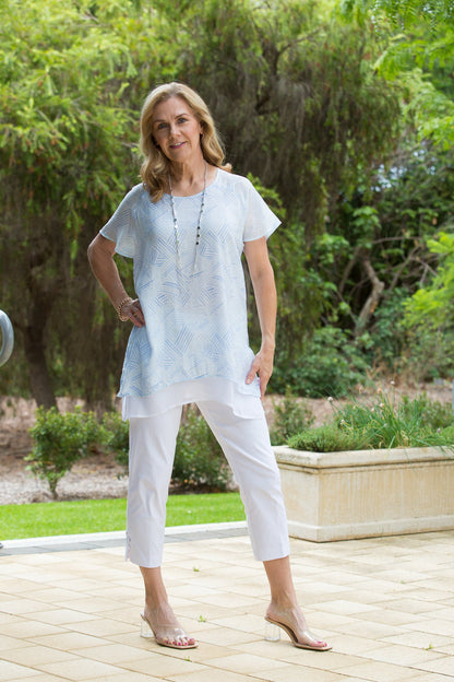 Flutter sleeve round neck print tunic #393