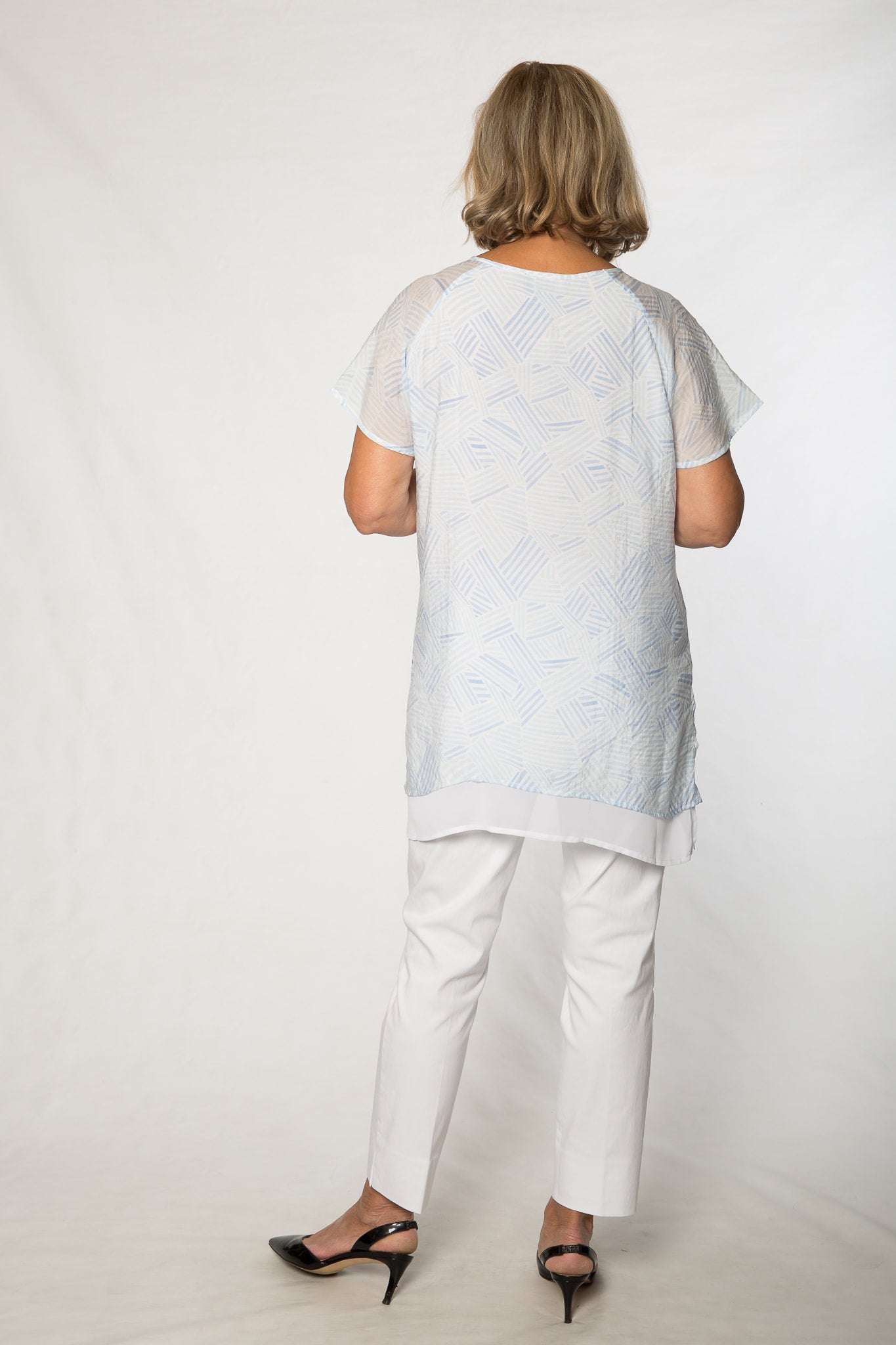 Flutter sleeve round neck print tunic #393
