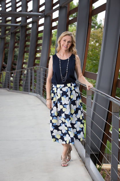A line pleat front skirt #4212 Navy