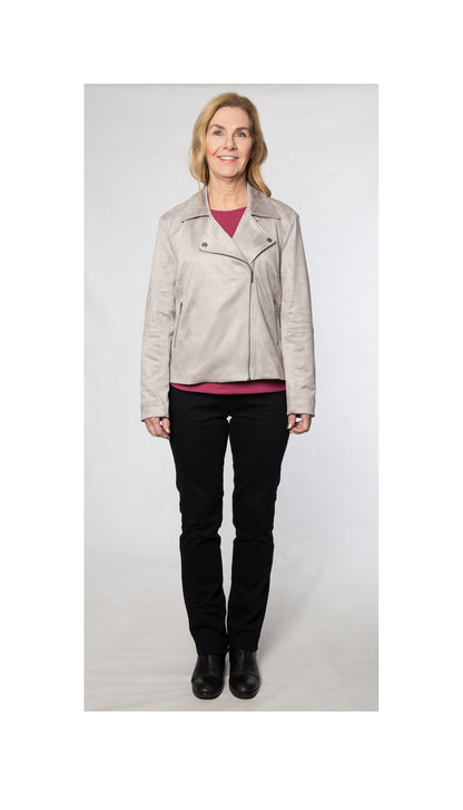 Faux suede fully lined crop jacket #9551 Silver