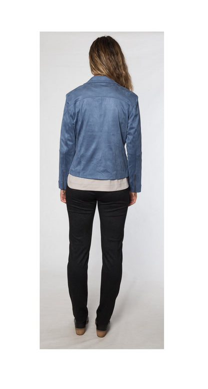 Faux suede lined crop jacket #9551 Blue
