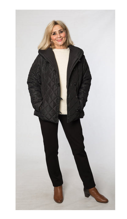 Shawl neck diamond quilted jacket #9477 Black