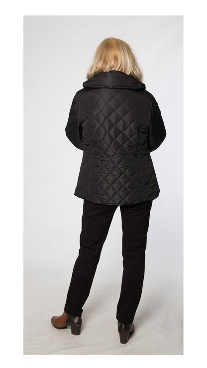 Shawl neck diamond quilted jacket #9477 Black
