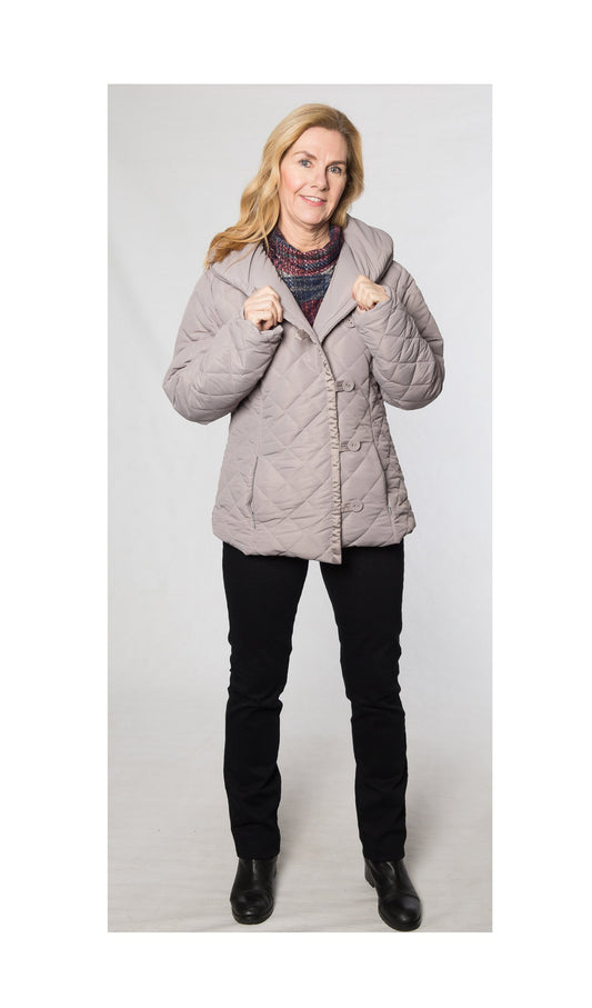Cowl neck diamond stitch crop jacket #9477 Mocha