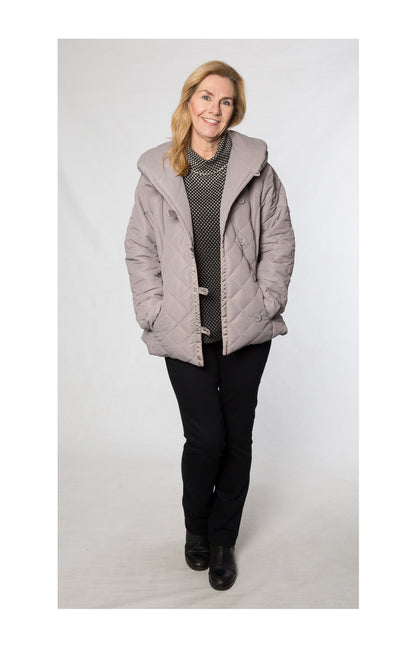 Cowl neck diamond stitch crop jacket #9477 Mocha