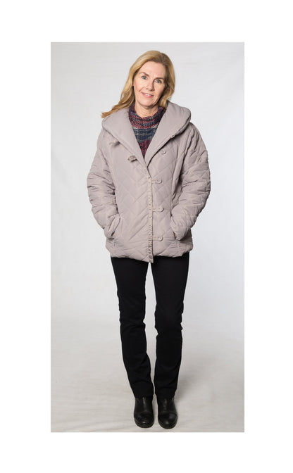 Cowl neck diamond stitch crop jacket #9477 Mocha