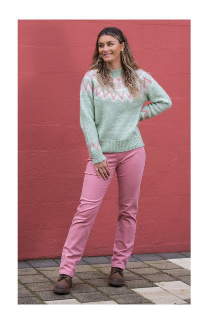 Soft wool blend Fairisle knit sweater #5186 Sage