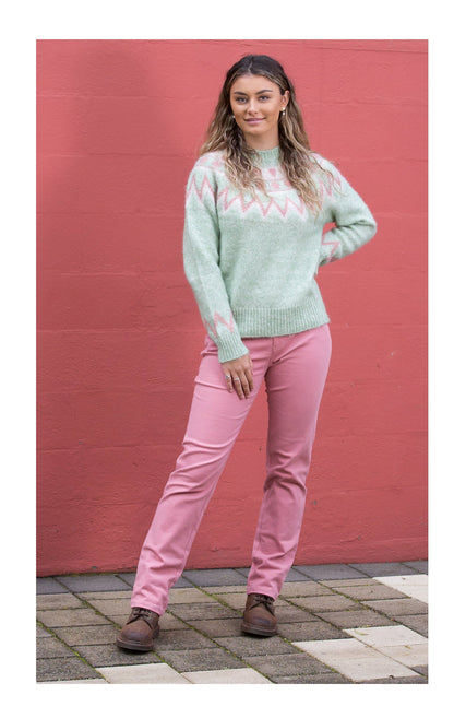 Soft wool blend Fairisle knit sweater #5186 Sage